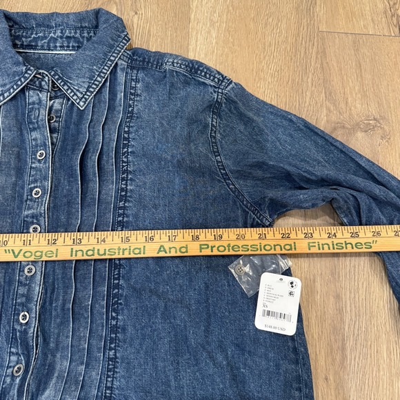 Free People We The Free After Hours Denim Top Montauk Wash Size XS NWT Oversized - Picture 9 of 11